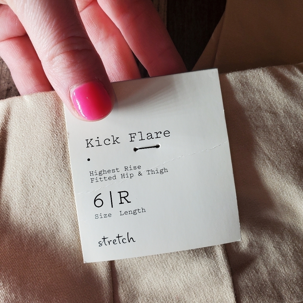 NWT a new day Kick Flare Highest Rise Chino Dress Pants Women's Size 6R Beige - Picture 2 of 16